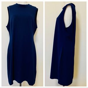 REISS Sleeveless High Collar Navy Shift Dress Size Large New